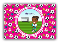 Thumbnail for Personalized Soccer Canvas Wrap & Photo Print XXXIX - Pink Background - Black Girl - Front View