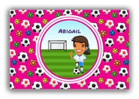 Thumbnail for Personalized Soccer Canvas Wrap & Photo Print XXXIX - Pink Background - Brunette Girl I - Front View