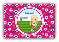 Thumbnail for Personalized Soccer Canvas Wrap & Photo Print XXXIX - Pink Background - Blonde Girl I - Front View