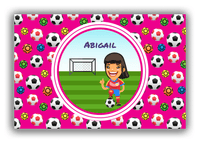 Thumbnail for Personalized Soccer Canvas Wrap & Photo Print XXXIX - Pink Background - Black Hair Girl - Front View
