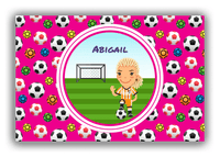 Thumbnail for Personalized Soccer Canvas Wrap & Photo Print XXXIX - Pink Background - Blonde Girl II - Front View