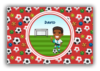 Thumbnail for Personalized Soccer Canvas Wrap & Photo Print XL - Red Background - Black Boy - Front View
