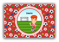 Thumbnail for Personalized Soccer Canvas Wrap & Photo Print XL - Red Background - Redhead Boy - Front View