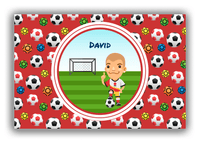 Thumbnail for Personalized Soccer Canvas Wrap & Photo Print XL - Red Background - Blond Boy I - Front View