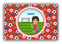 Thumbnail for Personalized Soccer Canvas Wrap & Photo Print XL - Red Background - Black Hair Boy II - Front View