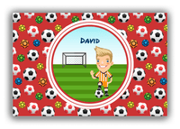 Thumbnail for Personalized Soccer Canvas Wrap & Photo Print XL - Red Background - Blond Boy II - Front View