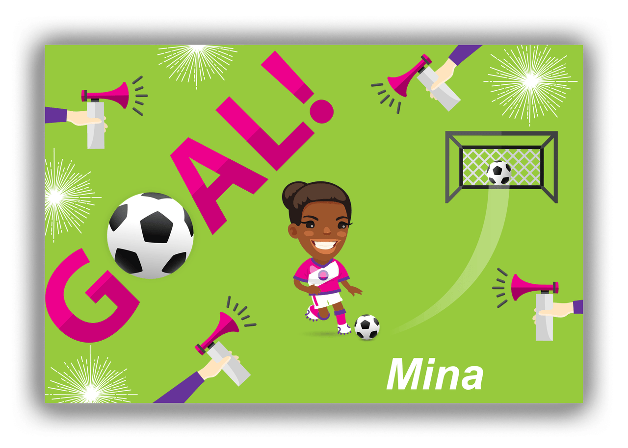 Personalized Soccer Canvas Wrap & Photo Print XLI - Goal Airhorn - Black Girl - Front View