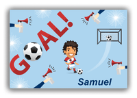 Thumbnail for Personalized Soccer Canvas Wrap & Photo Print XLII - Goal Airhorn - Black Hair Boy I - Front View