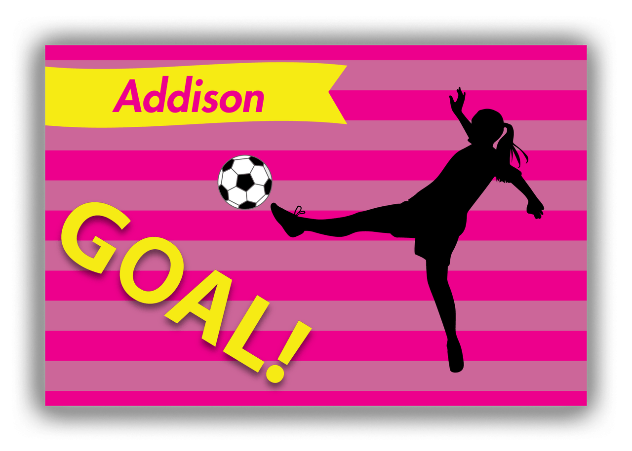 Personalized Soccer Canvas Wrap & Photo Print XLIII - Goal Stripes - Girl Silhouette I - Front View