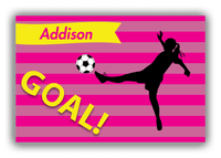 Thumbnail for Personalized Soccer Canvas Wrap & Photo Print XLIII - Goal Stripes - Girl Silhouette I - Front View
