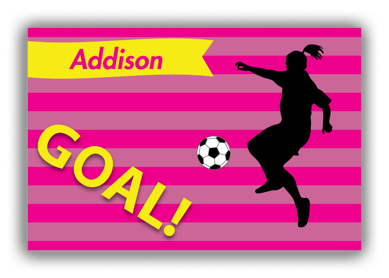Personalized Soccer Canvas Wrap & Photo Print XLIII - Goal Stripes - Girl Silhouette II - Front View