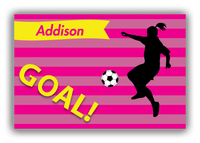 Thumbnail for Personalized Soccer Canvas Wrap & Photo Print XLIII - Goal Stripes - Girl Silhouette II - Front View