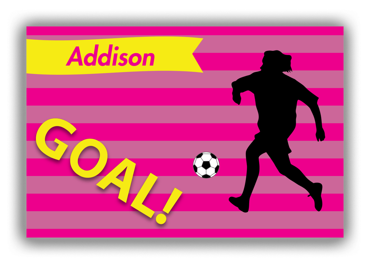 Personalized Soccer Canvas Wrap & Photo Print XLIII - Goal Stripes - Girl Silhouette III - Front View