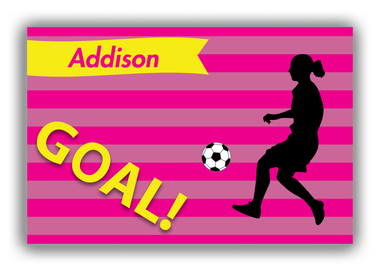 Personalized Soccer Canvas Wrap & Photo Print XLIII - Goal Stripes - Girl Silhouette IV - Front View