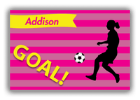 Thumbnail for Personalized Soccer Canvas Wrap & Photo Print XLIII - Goal Stripes - Girl Silhouette IV - Front View