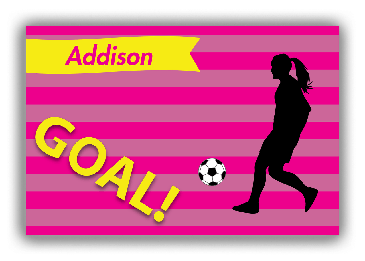 Personalized Soccer Canvas Wrap & Photo Print XLIII - Goal Stripes - Girl Silhouette V - Front View