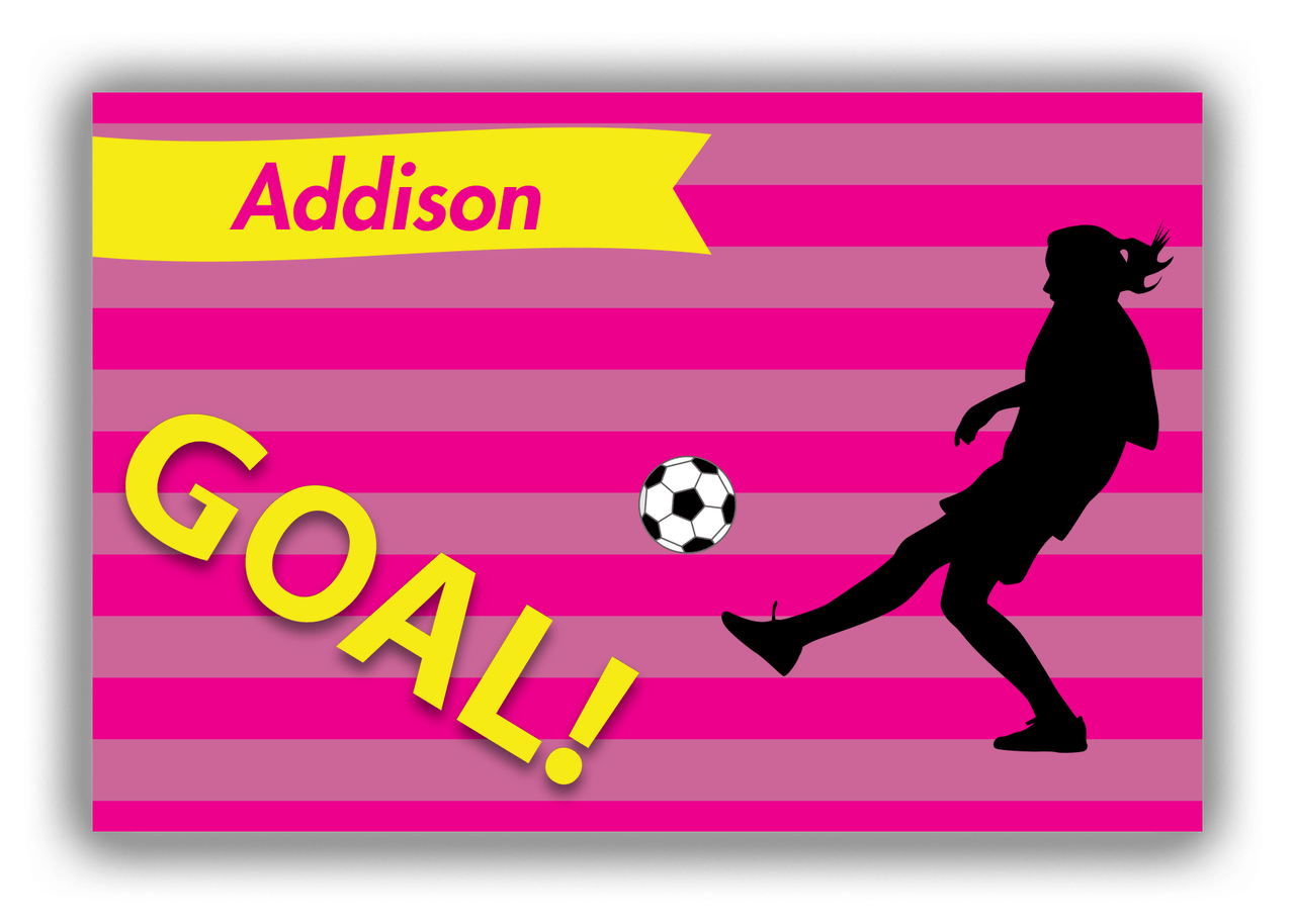 Personalized Soccer Canvas Wrap & Photo Print XLIII - Goal Stripes - Girl Silhouette VI - Front View