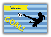 Thumbnail for Personalized Soccer Canvas Wrap & Photo Print XLIV - Goal Stripes - Boy Silhouette I - Front View