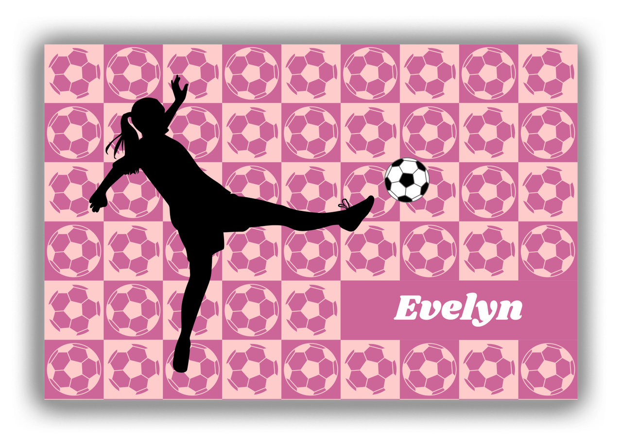 Personalized Soccer Canvas Wrap & Photo Print XLV - Ball Pattern - Girl Silhouette I - Front View