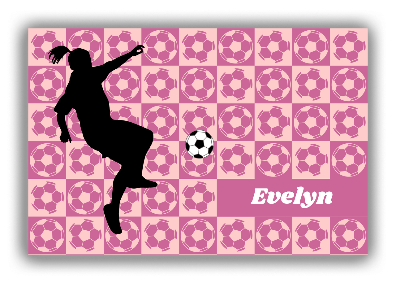 Personalized Soccer Canvas Wrap & Photo Print XLV - Ball Pattern - Girl Silhouette II - Front View