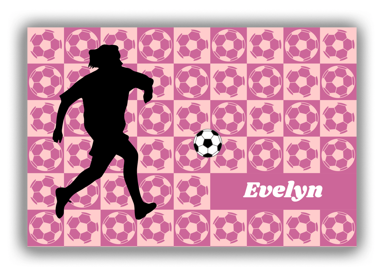 Personalized Soccer Canvas Wrap & Photo Print XLV - Ball Pattern - Girl Silhouette III - Front View