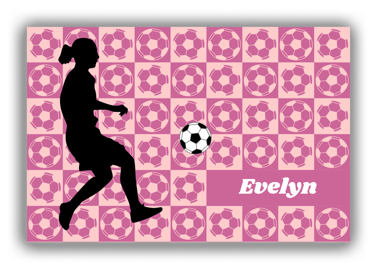 Personalized Soccer Canvas Wrap & Photo Print XLV - Ball Pattern - Girl Silhouette IV - Front View