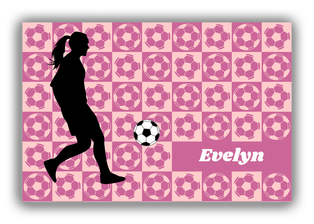 Personalized Soccer Canvas Wrap & Photo Print XLV - Ball Pattern - Girl Silhouette V - Front View
