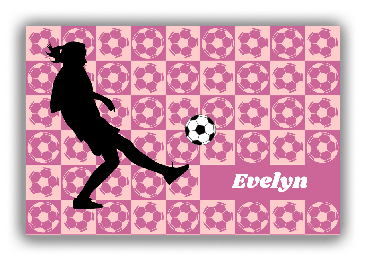 Personalized Soccer Canvas Wrap & Photo Print XLV - Ball Pattern - Girl Silhouette VI - Front View