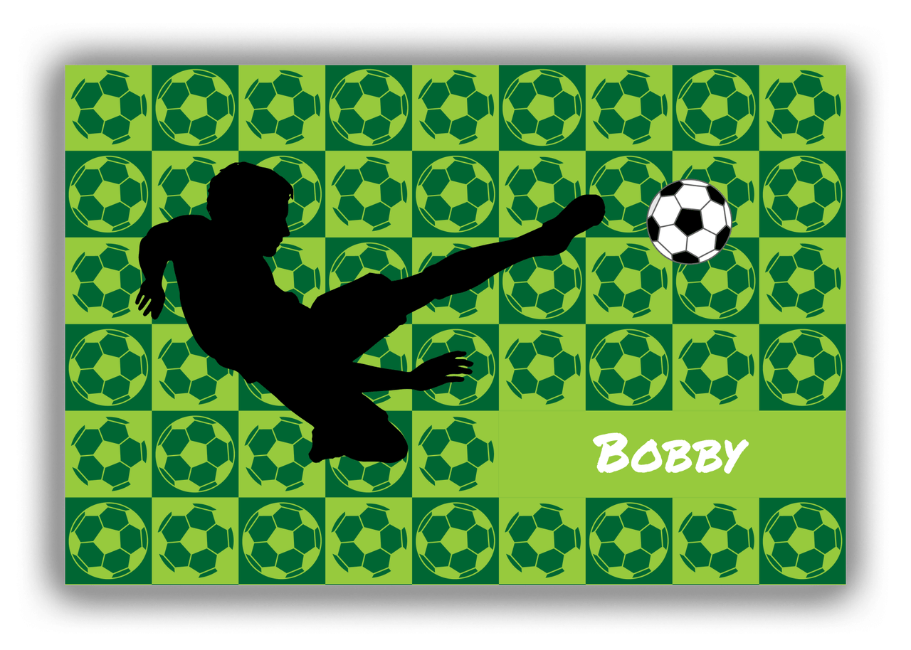 Personalized Soccer Canvas Wrap & Photo Print XLVI - Ball Pattern - Boy Silhouette I - Front View