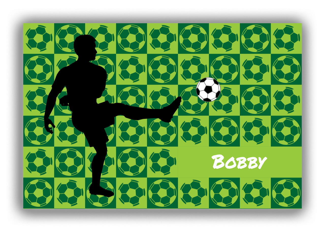 Personalized Soccer Canvas Wrap & Photo Print XLVI - Ball Pattern - Boy Silhouette II - Front View