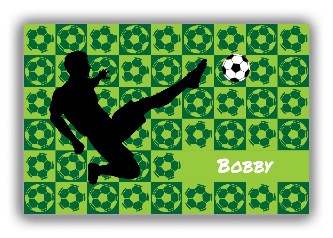 Personalized Soccer Canvas Wrap & Photo Print XLVI - Ball Pattern - Boy Silhouette III - Front View