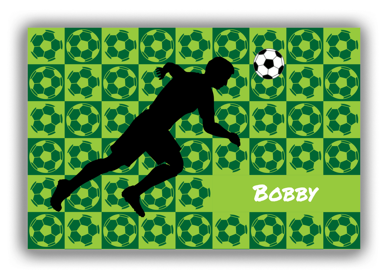 Personalized Soccer Canvas Wrap & Photo Print XLVI - Ball Pattern - Boy Silhouette V - Front View