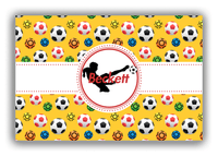 Thumbnail for Personalized Soccer Canvas Wrap & Photo Print XLVII - Ribbon Pattern - Boy Silhouette I - Front View