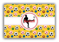 Thumbnail for Personalized Soccer Canvas Wrap & Photo Print XLVII - Ribbon Pattern - Boy Silhouette II - Front View