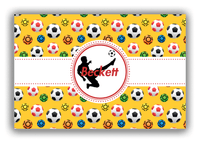 Thumbnail for Personalized Soccer Canvas Wrap & Photo Print XLVII - Ribbon Pattern - Boy Silhouette III - Front View