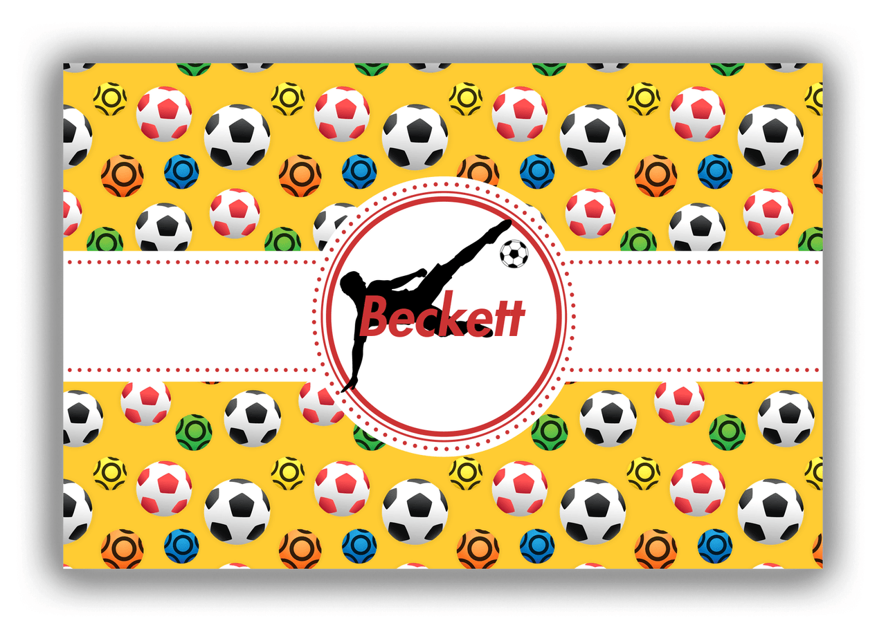 Personalized Soccer Canvas Wrap & Photo Print XLVII - Ribbon Pattern - Boy Silhouette IV - Front View