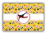 Thumbnail for Personalized Soccer Canvas Wrap & Photo Print XLVII - Ribbon Pattern - Boy Silhouette IV - Front View