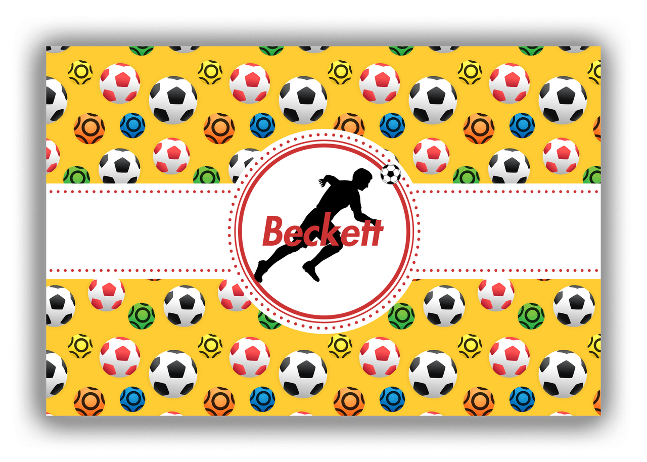 Personalized Soccer Canvas Wrap & Photo Print XLVII - Ribbon Pattern - Boy Silhouette V - Front View