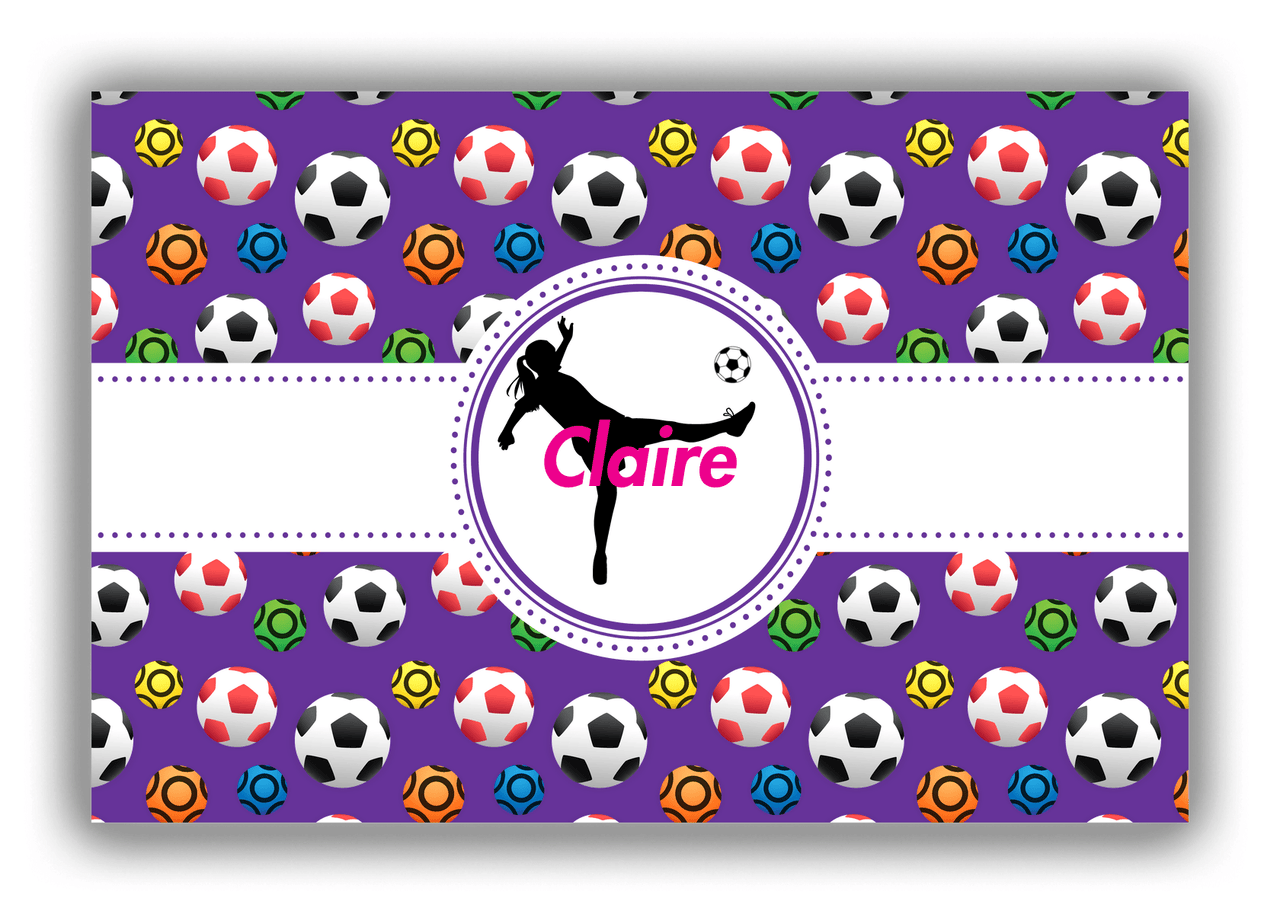 Personalized Soccer Canvas Wrap & Photo Print XLVIII - Ribbon Pattern - Girl Silhouette I - Front View
