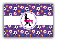 Thumbnail for Personalized Soccer Canvas Wrap & Photo Print XLVIII - Ribbon Pattern - Girl Silhouette IV - Front View