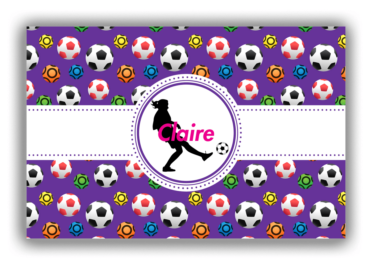 Personalized Soccer Canvas Wrap & Photo Print XLVIII - Ribbon Pattern - Girl Silhouette VI - Front View