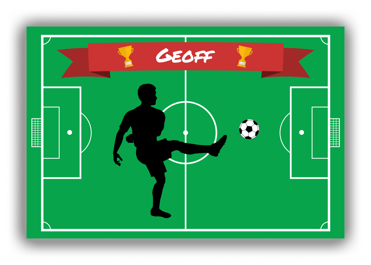 Personalized Soccer Canvas Wrap & Photo Print XLIX - Field Ribbon - Boy Silhouette II - Front View