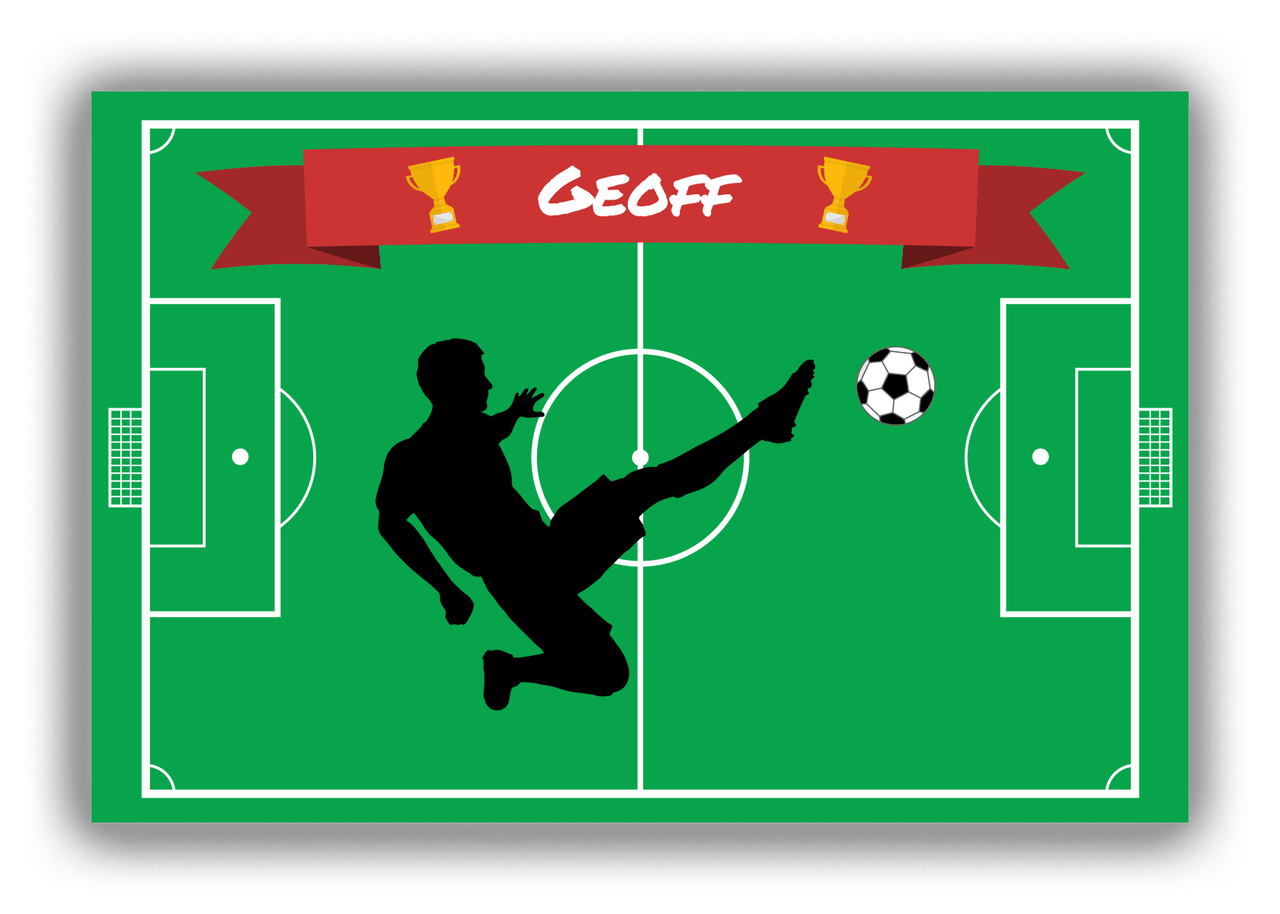 Personalized Soccer Canvas Wrap & Photo Print XLIX - Field Ribbon - Boy Silhouette III - Front View