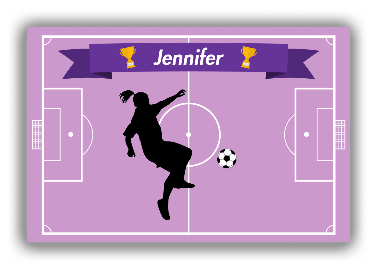 Personalized Soccer Canvas Wrap & Photo Print L - Field Ribbon - Girl Silhouette II - Front View