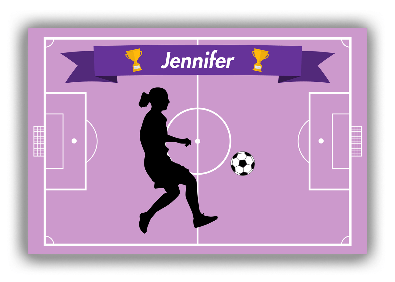 Personalized Soccer Canvas Wrap & Photo Print L - Field Ribbon - Girl Silhouette IV - Front View