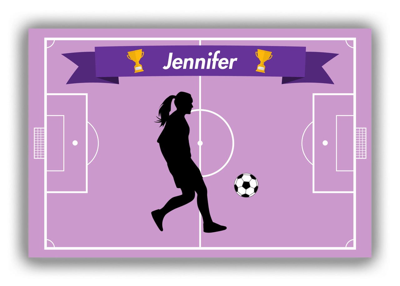 Personalized Soccer Canvas Wrap & Photo Print L - Field Ribbon - Girl Silhouette V - Front View