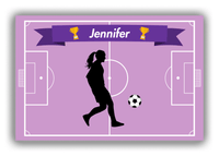Thumbnail for Personalized Soccer Canvas Wrap & Photo Print L - Field Ribbon - Girl Silhouette V - Front View