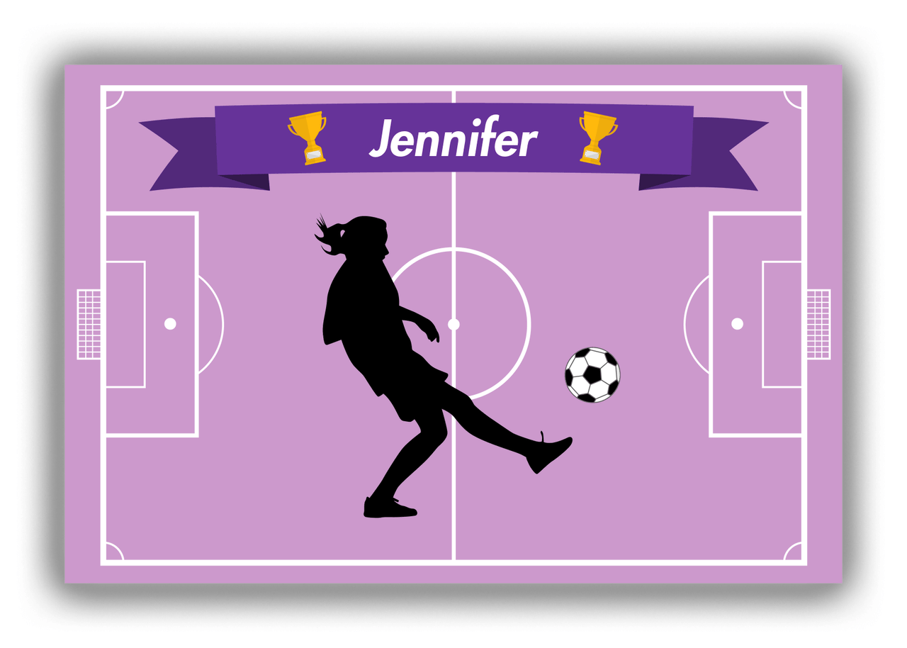 Personalized Soccer Canvas Wrap & Photo Print L - Field Ribbon - Girl Silhouette VI - Front View