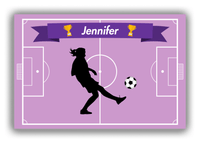 Thumbnail for Personalized Soccer Canvas Wrap & Photo Print L - Field Ribbon - Girl Silhouette VI - Front View