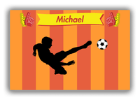 Thumbnail for Personalized Soccer Canvas Wrap & Photo Print LI - Striped Ribbon - Boy Silhouette I - Front View